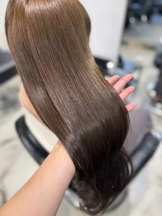 セミロング カラー パーマ ヘアアレンジ 透明感/オリーブ/ グレージュ/YUKAのヘアスタイル