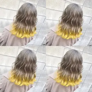 セミロング カラー ヘアアレンジ TAKUMAブリーチ /切りっぱなし🪽のヘアスタイル