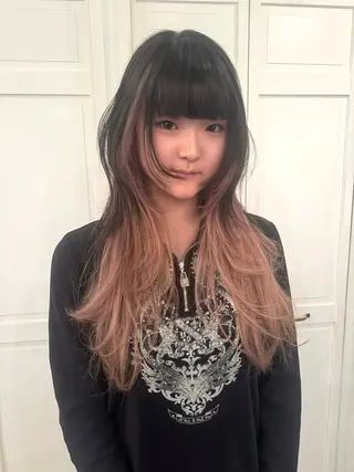 カラー ブリーチカラー🎀 韓国風/寺門美優のヘアスタイル