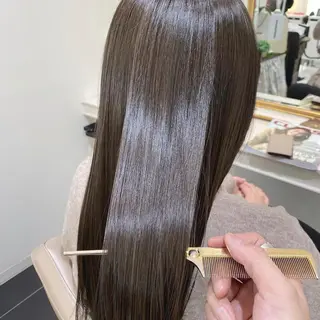 ロング 三箇島陽香/髪質改善 クロスパーマ縮毛矯正のヘアスタイル