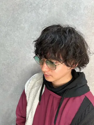 ミディアム パーマ パーマ/ハイトーン 🌀中川航亜🌀のヘアスタイル