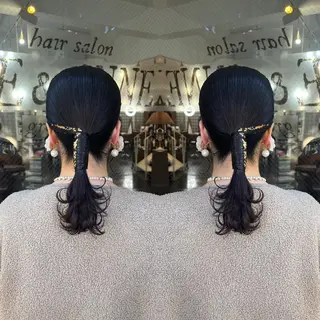 ミディアム ヘアアレンジ 💎ハイトーン/艶 カラー モエカ💎のヘアスタイル