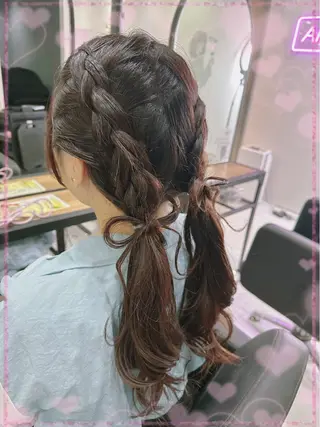 セミロング ヘアアレンジ 🎀推し活ヘアー🎀 Yuuna🐰💖のヘアスタイル