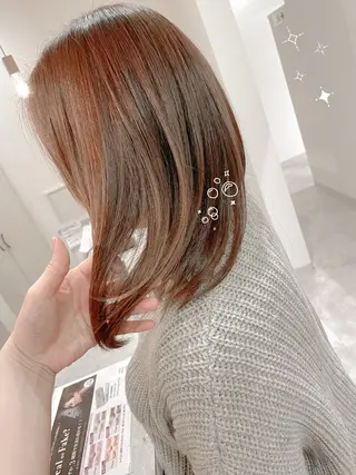 セミロング カラー パーマ やまこし 美裕樹のヘアスタイル