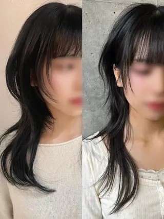 ロング 韓国タッセルカット レイヤーカットのヘアスタイル