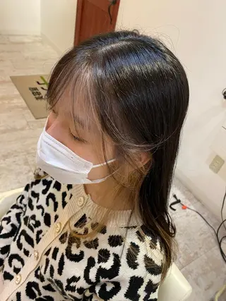 セミロング カラー 酸性ストレート/ブリ ーチなしWカラー河本のヘアスタイル
