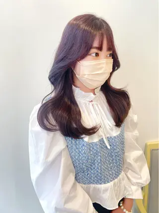 ロング カラー 韓国レイヤーカット/ ダブルカラーのヘアスタイル