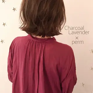 ミディアム カラー パーマ 市川 千夏のヘアスタイル