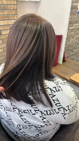 セミロング ショート・パーマ・デ ザインカラー/むつみのヘアスタイル