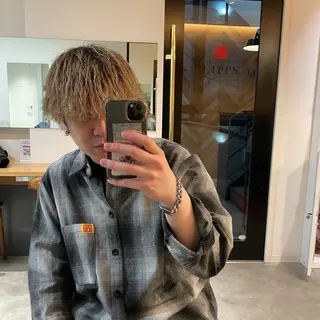 カラー パーマ ヘアアレンジ メンズ fifth park 六反穂 龍介のヘアスタイル