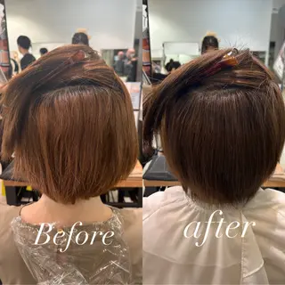 ミディアム パーマ まとまるボブ/縮毛矯 生🌿あおい✨のヘアスタイル