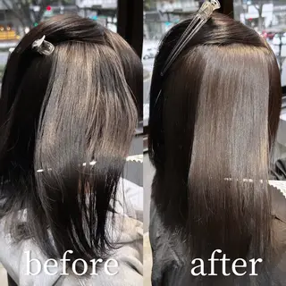 ミディアム 縮毛矯正・似合わせ タナカ レイヤのヘアスタイル