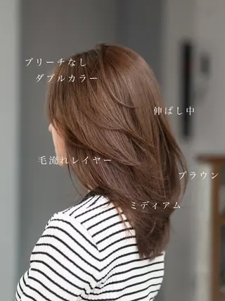 セミロング カラー ヘアアレンジ レイヤー/グレージュ 渋谷表参道/小森波琉のヘアスタイル