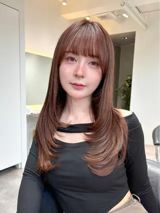 セミロング カラー レイヤー＆カラー 人気美容師倉崎涼のヘアスタイル
