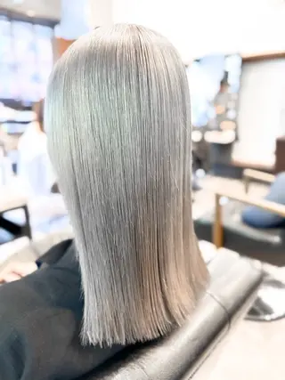セミロング カラー ブリーチカラー🔥 パーマ【佐々木凌平】のヘアスタイル