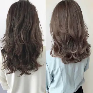 セミロング カラー パーマ 髪質改善くすみカラー 🍀/石川大輔のヘアスタイル