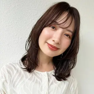 ミディアム レイヤーカット／韓国 🤎きのした いちかのヘアスタイル