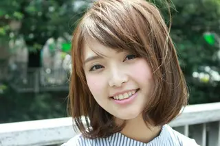 ミディアム セミロング カラー パーマ ショート 徳平 拓人のヘアスタイル