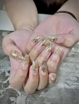 ネイル I-nailロング /ワンホン/キラキラのネイルデザイン