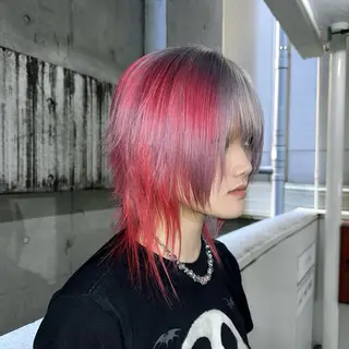 ミディアム カラー ハイトーン/ウルフ /エクステ/ましろのヘアスタイル