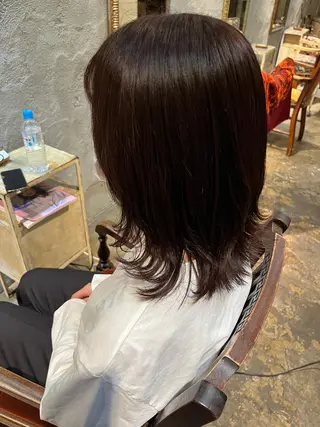 セミロング カラー 赤み消しカラー/ ナチュラル/トモキのヘアスタイル
