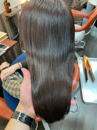 セミロング Lull1人美容室 バレイヤージュのヘアスタイル