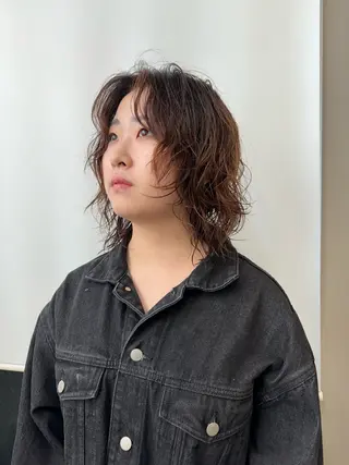 ミディアム カラー パーマ 早瀬裕之 パーマのヘアスタイル