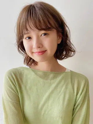 パーマ ボブ/ミディアム 親しみやすさ/さくらのヘアスタイル