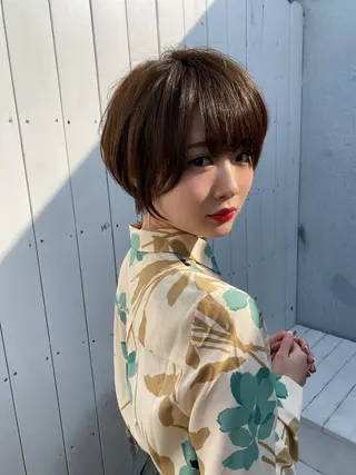 ショート カラー 縮毛矯正×艶髪カラー 髪質改善/三ツ木のヘアスタイル