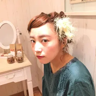 ショート ミディアム カラー パーマ ヘアアレンジ Lall  You 大阪所属・🥛洒落髪小顔cut なら龍崎🥛のヘアスタイル