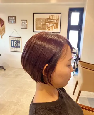 ショート 酸性ストレート/ブリ ーチなしWカラー河本のヘアスタイル