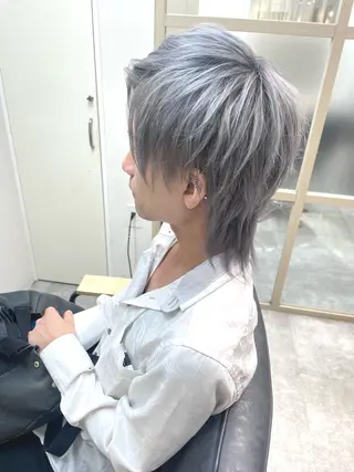 ミディアム カラー メンズ ☁️ケアブリーチ￤ ウルフ￤Shioriのヘアスタイル