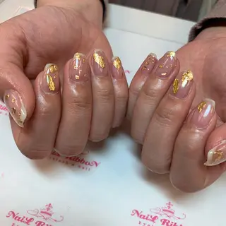 ネイル ネイルリボン 受付スタッフのネイルデザイン