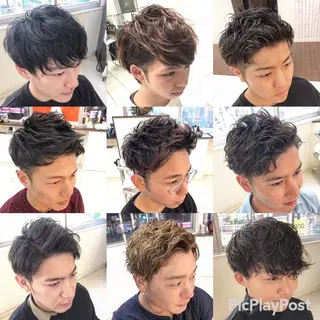 ショート カラー パーマ メンズ 🟦メンズパーマ🟦 横浜駅｜小上馬淳司のヘアスタイル