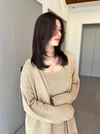 セミロング 顔まわりカット/透け カラー/Memi🎀のヘアスタイル