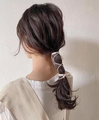 セミロング カラー ヘアアレンジ 神原 ありさのマツエク・マツパデザイン