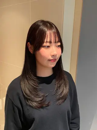 セミロング カラー 縮毛矯正/レイヤー 🌙児玉光瑠のヘアスタイル