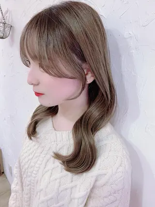 ミディアム カラー 盛れる顔周りカット ♥️韓国ヘア"ちぇるのヘアスタイル
