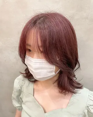 ミディアム カラー ヘアアレンジ 【ピンク/韓国ヘア/ ヘアセット】亜海のヘアスタイル