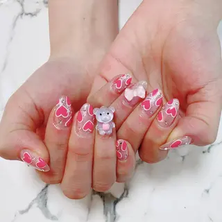 ロング カラー ネイル Q Free nailsのネイルデザイン