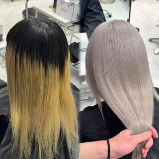 ミディアム カラー ヘアアレンジ 【🥀履歴修正🥀】 ハイトーン職人/拓真のヘアスタイル