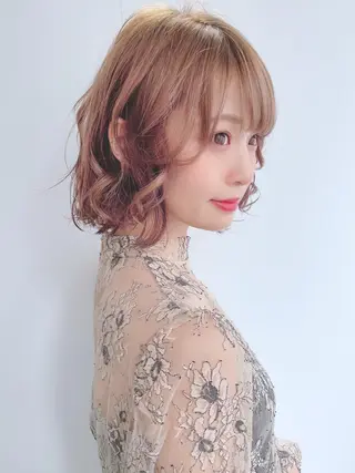 ミディアム カラー パーマ ヘアアレンジ 美髪矯正 Rioのヘアスタイル