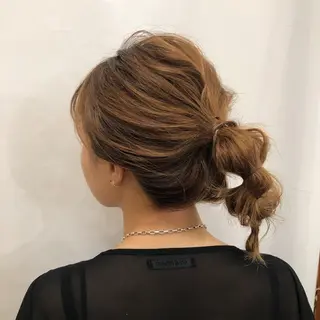 ミディアム カラー パーマ ヘアアレンジ 暖色ボブ 🍊rikakoのヘアスタイル