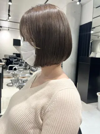 ミディアム カラー パーマ ヘアアレンジ 透明感/オリーブ/ グレージュ/YUKAのヘアスタイル