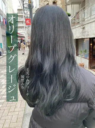 ロング カラー ヘアアレンジ オリーブ透明感カラー 表参道/MIKUのヘアスタイル