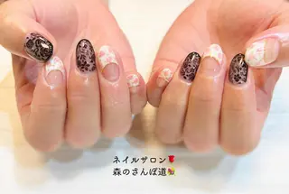 ネイル ショートネイル 森のさんぽ道のネイルデザイン