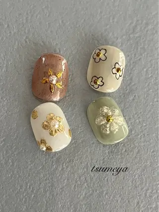 ネイル tsumeya ゆるかわ手描きネイルのネイルデザイン