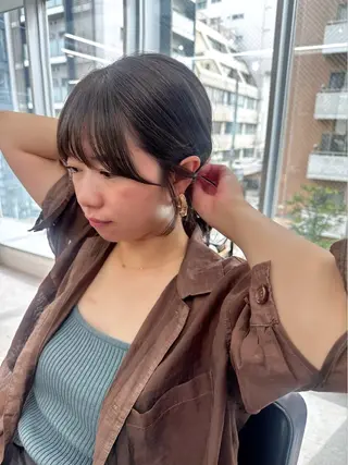 ミディアム カラー パーマ ヘアアレンジ メンズ キッズ レイヤーカット／顔周 りカット/縮毛矯正のヘアスタイル