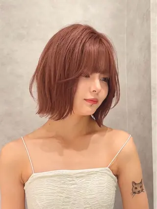 ミディアム 栄ハイトーン/ ベージュカラー中園薪のヘアスタイル