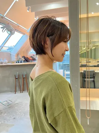 ショート カラー 縮毛矯正×艶髪カラー 髪質改善/三ツ木のヘアスタイル